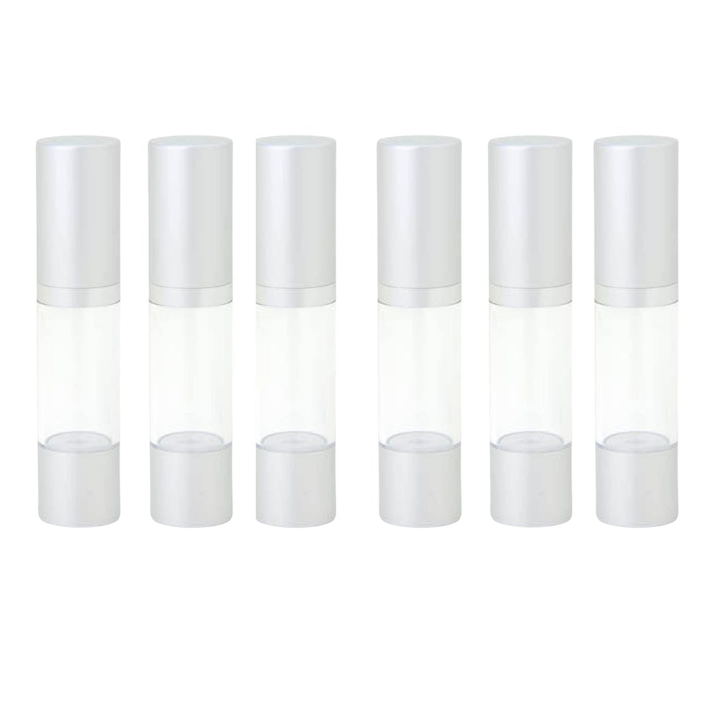 Skin Perfection Pump Bottle with Silver Airless Treatment & Clear Body Set Of 6 - Diy Travel Pump Bottle for Skin Care Formulas - Clear Travel Bottles for Serum Cream & Other Fluid Skincare Products