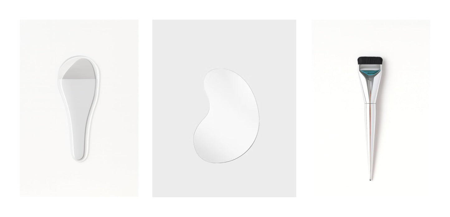 Me:Mine Makeup Mixing Palette Set with Curved Spatula & Dense Foundation Brush – 3-Piece Professional Makeup Tools (메이크업 툴)