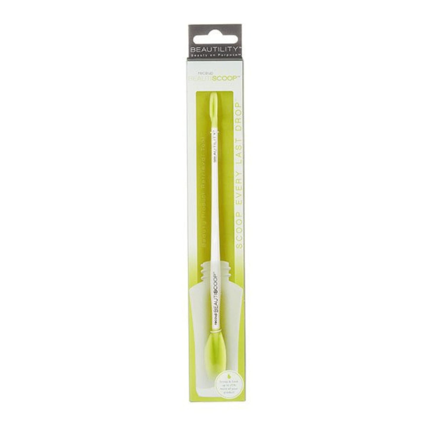 Beautility Beautiscoop Crisp White/Green Single Dual-Scoop Beauty Tool (8" Single, White/Green)