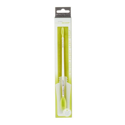 Beautility Beautiscoop Crisp White/Green Single Dual-Scoop Beauty Tool (8" Single, White/Green)