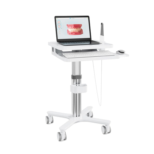 Medical Cart Height Adjustable Rolling Trolley with Oral Scanner Holder & Laptop Tray, for Dental Clinic, Hospital & Beauty Salon