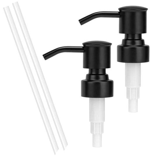 2 Pack Black 304 Stainless Steel Soap Dispenser Pump Replacement Standard 28/400 Thread for Regular Mouth Bottles Lotion Soap Dispenser for Kitchen Bathroom