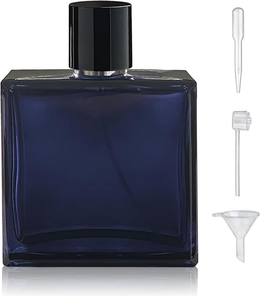 100ml/3.4 Oz Glass Spray Bottle Perfume Atomizer,Empty Travel Refillable Perfume Spray Bottle with 3 Kinds of Dispenser (A2)