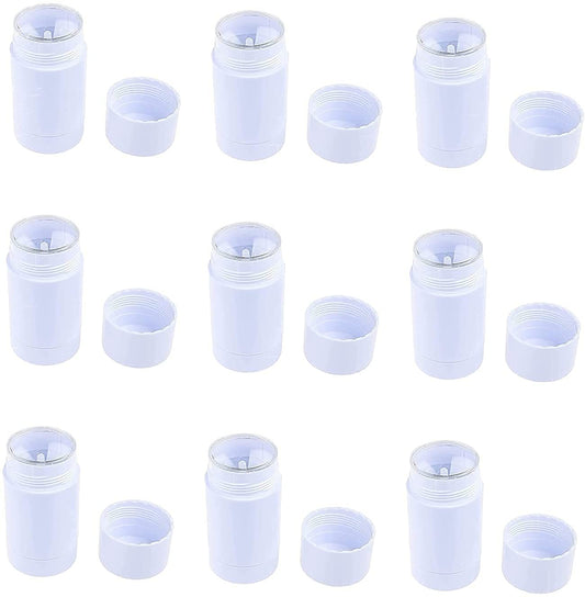 Healthcom 10 Pcs 30ml Plastic Deodorant Containers Round Lip Balm Tubes Twist-up Filling Stick 1 Oz Refillable Plastic Deodorant Bottles Cosmetic for DIY Deodorant Lipstick Crayon Chapstick(White)