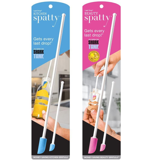 Spatty Daddy Spatula 4 Pack (6 and 12 Inch Blue/Pink Combo) Shark Tank, Small Scraper for Makeup, Stocking Stuffers, Gifts for Women, Adult Stocking Stuffers, Beauty Tool, Scraping Spoon for Makeup