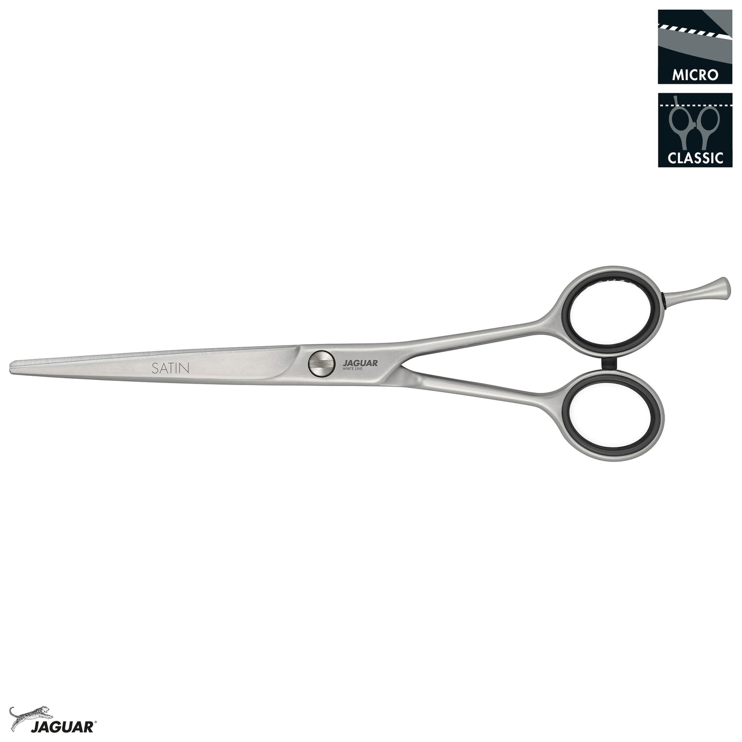 Jaguar Shears White Line Satin 6.5 Inch Professional Steel Hair Cutting & Trimming Scissors for Salon Stylists, Beauticians, Hairdressers and Barbers, Classic Design, Made in Germany