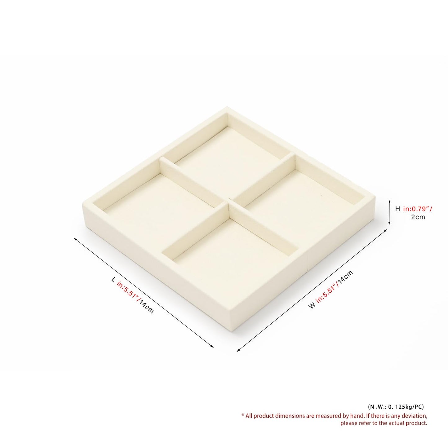 Oirlv Microfiber 4 Grids Stackable Jewelry Display Trays Showcase Jewelry Organizer Storage Trays(Beige)