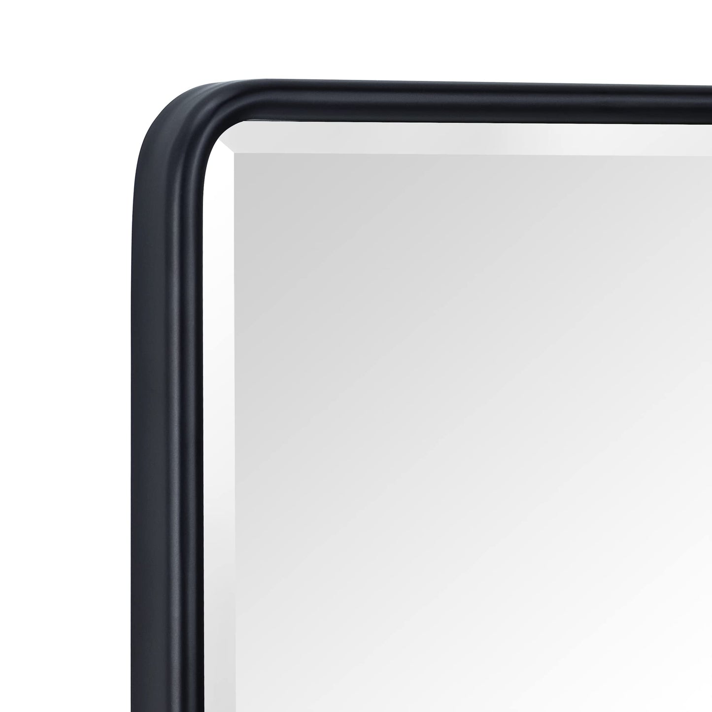 TEHOME Farmhouse Black Metal Framed Recessed Bathroom Medicine Cabinets with Mirror Rounded Rectangle Medicine Cabinet with BeveledMirros,16.5x27.5''