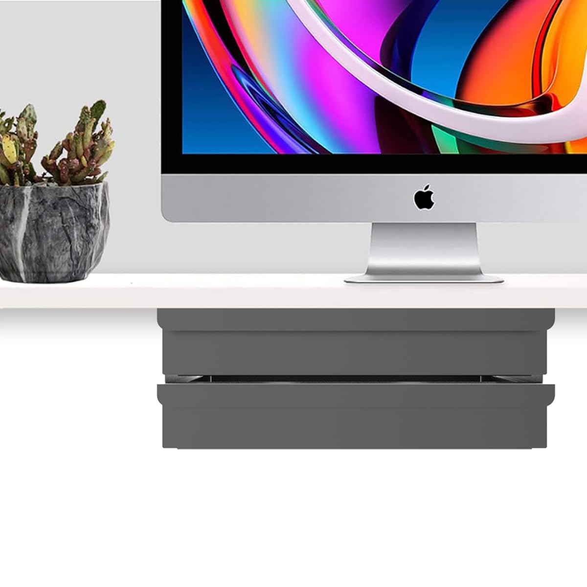 Mofangtech Dual Tier Under Desk Mounted Sliding Pull-out Drawer, 2 Layers W 15.3" x D 9.8" x H 5.1" Storage Organizer for Sit Stand Workstation, Metal, Black (2TierMedium)