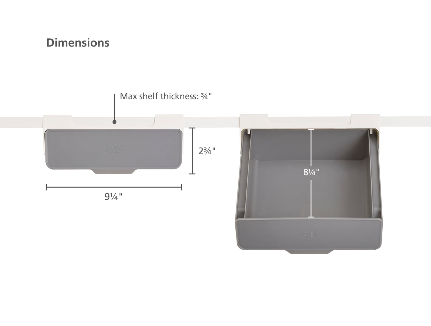 Joseph Joseph CupboardStore Under Shelf Drawer Kitchen Cabinet Storage Organizer, Space Saving, Gray/White