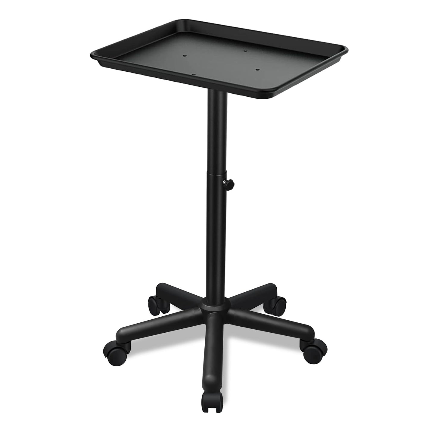 Wuissvnb Salon Tray on Wheels, Adjustable Hairstylist Rolling Tray with Wheels,Premium Aluminum Tattoo Tray,Suitable for spa Hairstylist Salon Trolley cart with Wheels-(Black)
