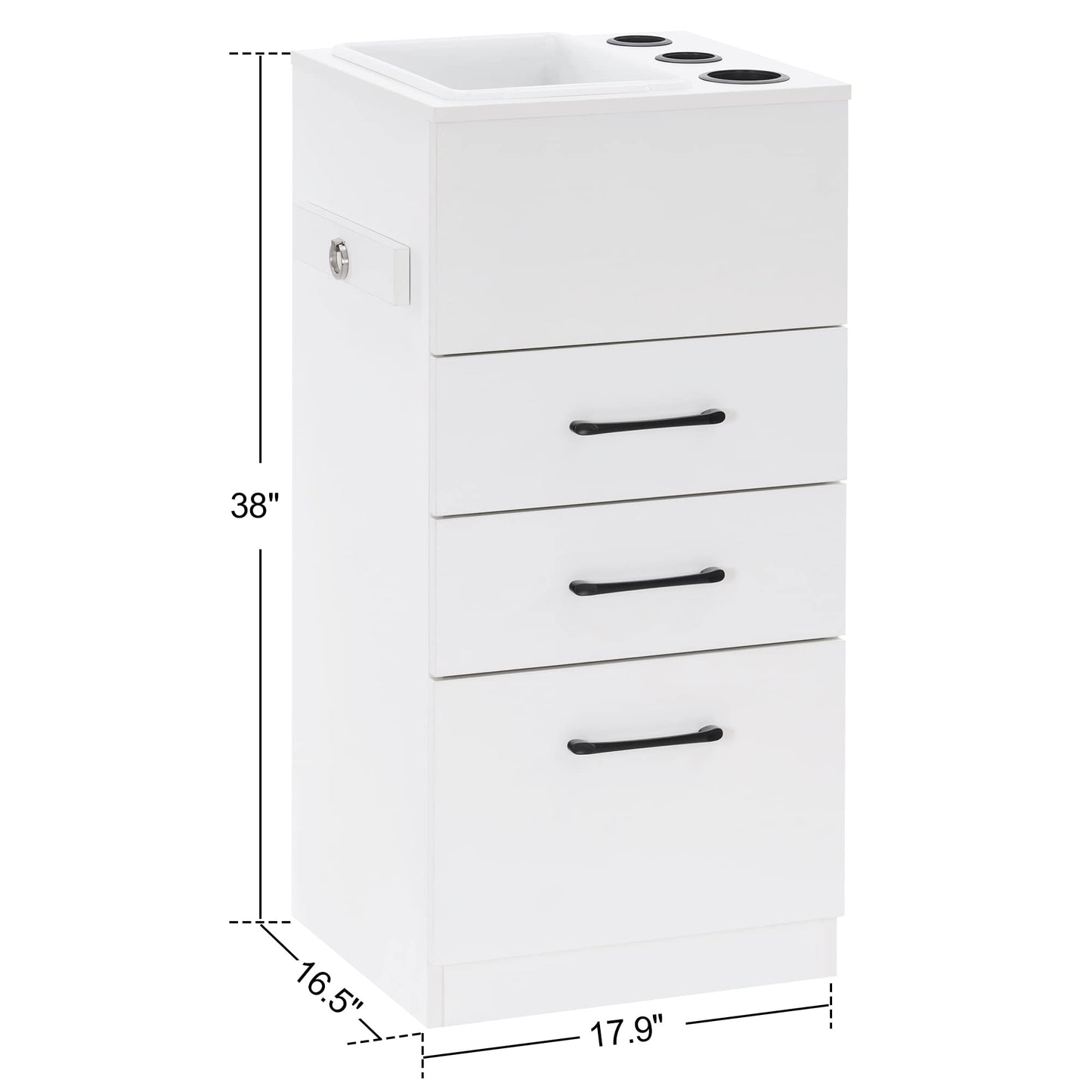 BarberPub Salon Storage Cabinet Beauty Locker Hair Dryer Holder Stylist Spa Equipment with Drawer 2035 (White)