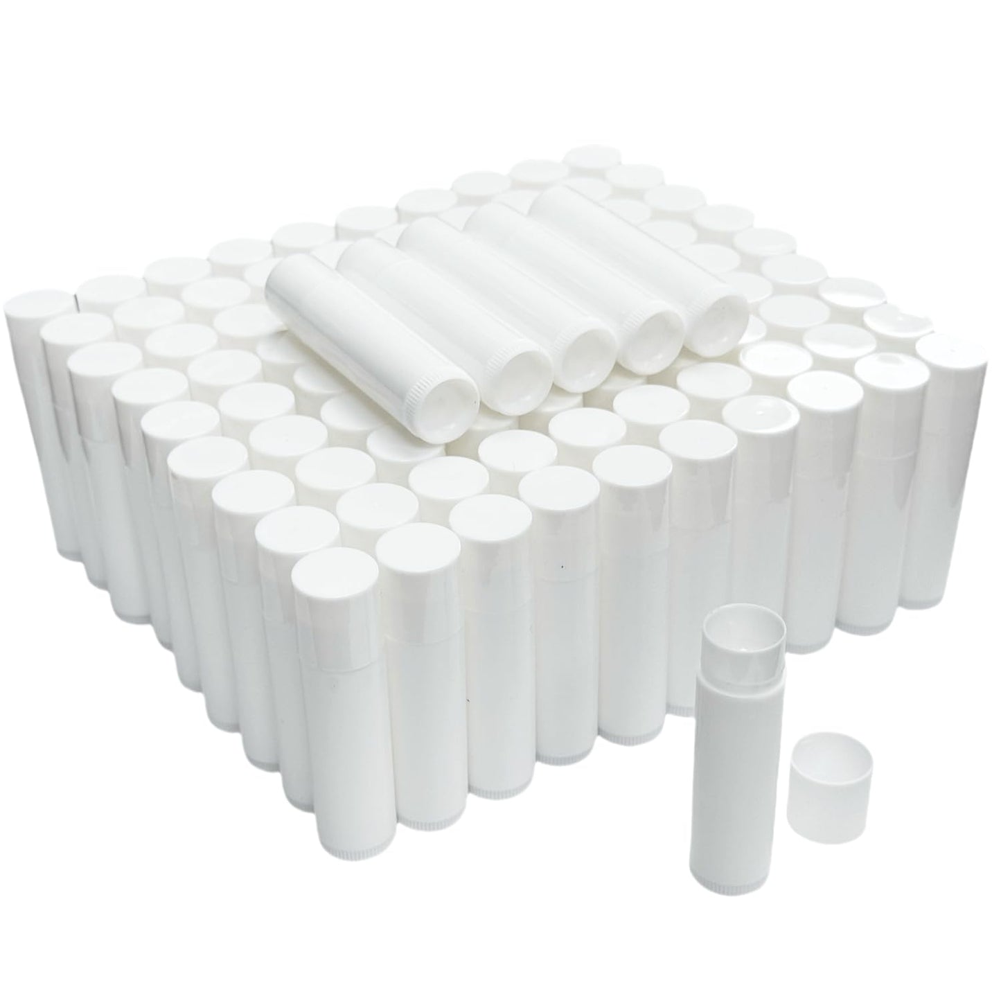 Zenihol Empty Lip Balm Tubes for DIY Lipstick with Leak-proof Caps, 100-Pack Lip Balm Containers BPA Free, White