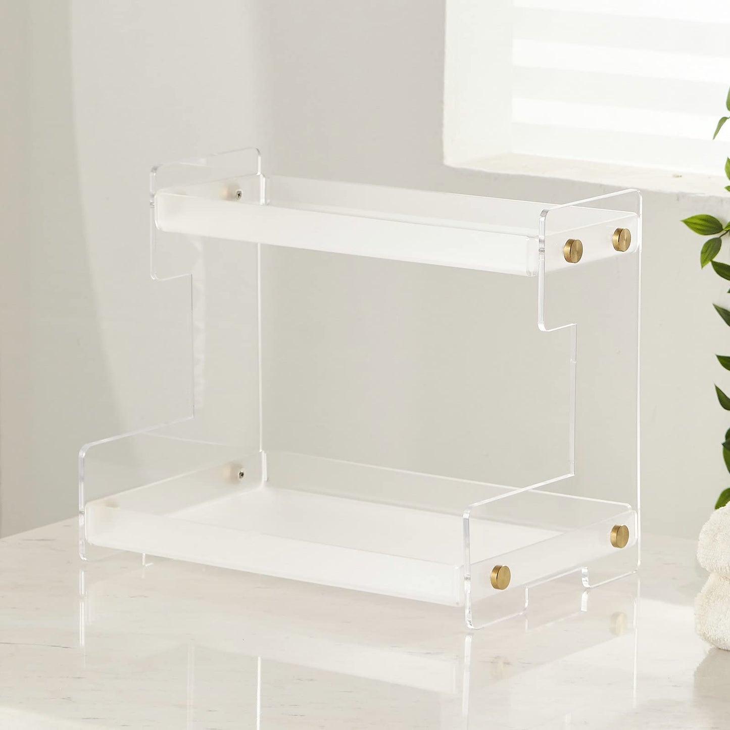 FFK Bathroom Organizer Countertop, 2 Tier Bathroom Counter Organizer Kitchen Spice Rack Cosmetic Organizer,Countertop Storage for Bathroom, Kitchen, Living Room, Bedroom, Dressing Table