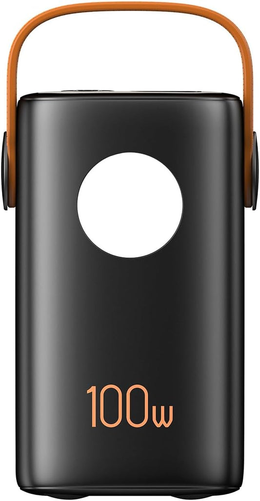 100000mAh Portable Charger Super Capacity Power Bank+ Built-in Cables, with LED Light, 4 Outputs, 3 Inputs for iPhone, Samsung, Android, etc
