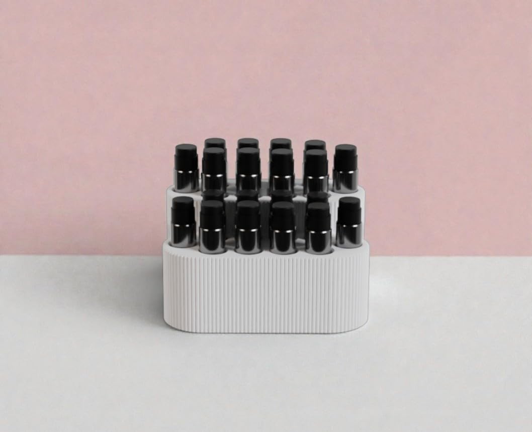 Gallery of Drip Perfume Sample Organizer for Vanity – 2 Tier Fragrance Storage for Mini Perfume Vials, Makeup & Skincare Organizer for Bathroom Counter or Desk, Gift for Her (White)