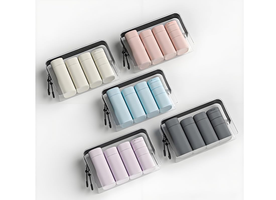 Sprigold 5 Pack Brief and Fashion Travel Bottles TSA Approved, BPA Free Travel Size Containers Refillable Squeeze Bottles for Cosmetic Shampoo Cream Conditioner … (Ancient Nordic Antique White)