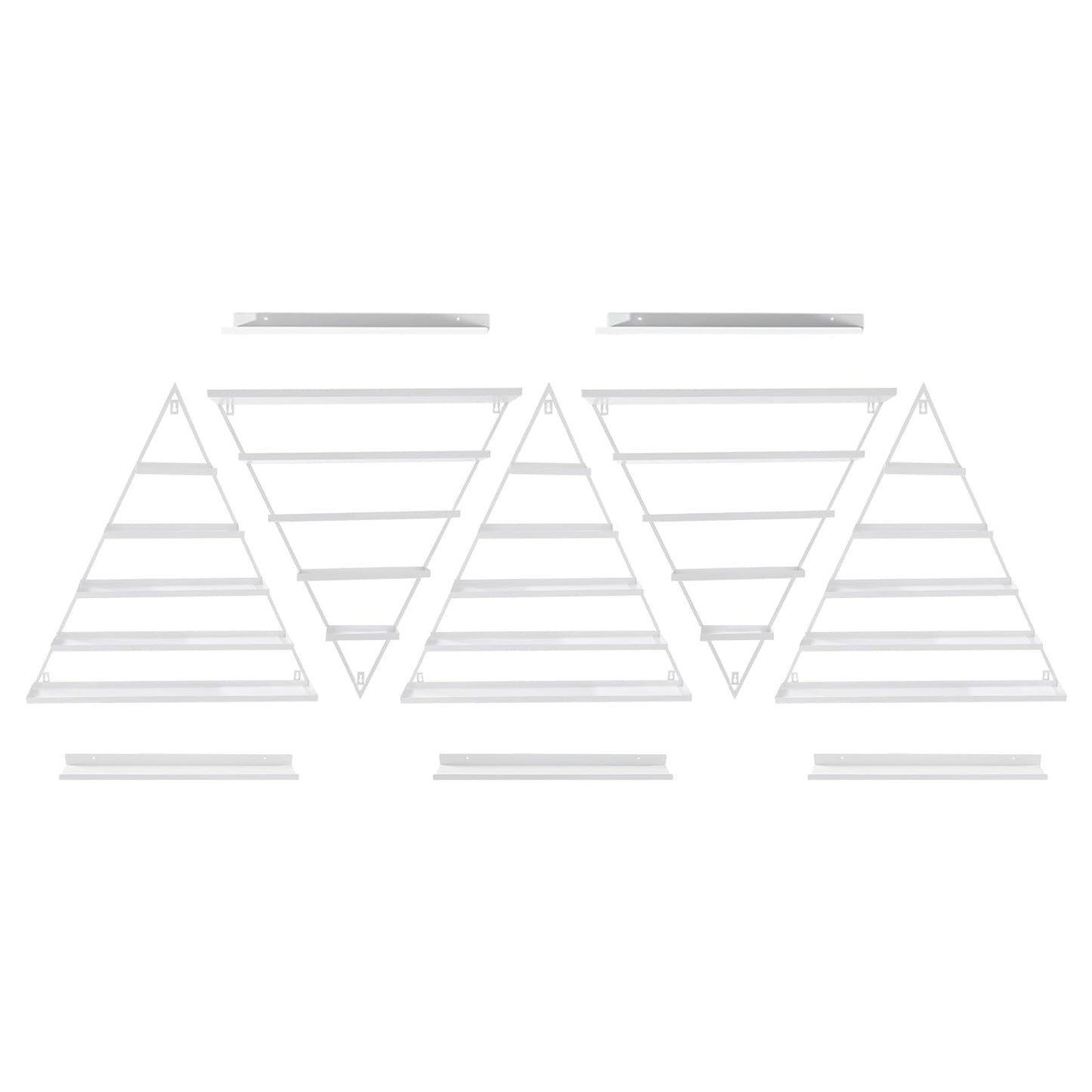 BANEBONE Elegant Wall Mounted Nail Polish Storage Rack Set of 10 Triangular Cosmetic Display Shelves for Essential Oil Bottles, Organize Your Lipsticks and Perfumes in Style at Home or Salon (White)