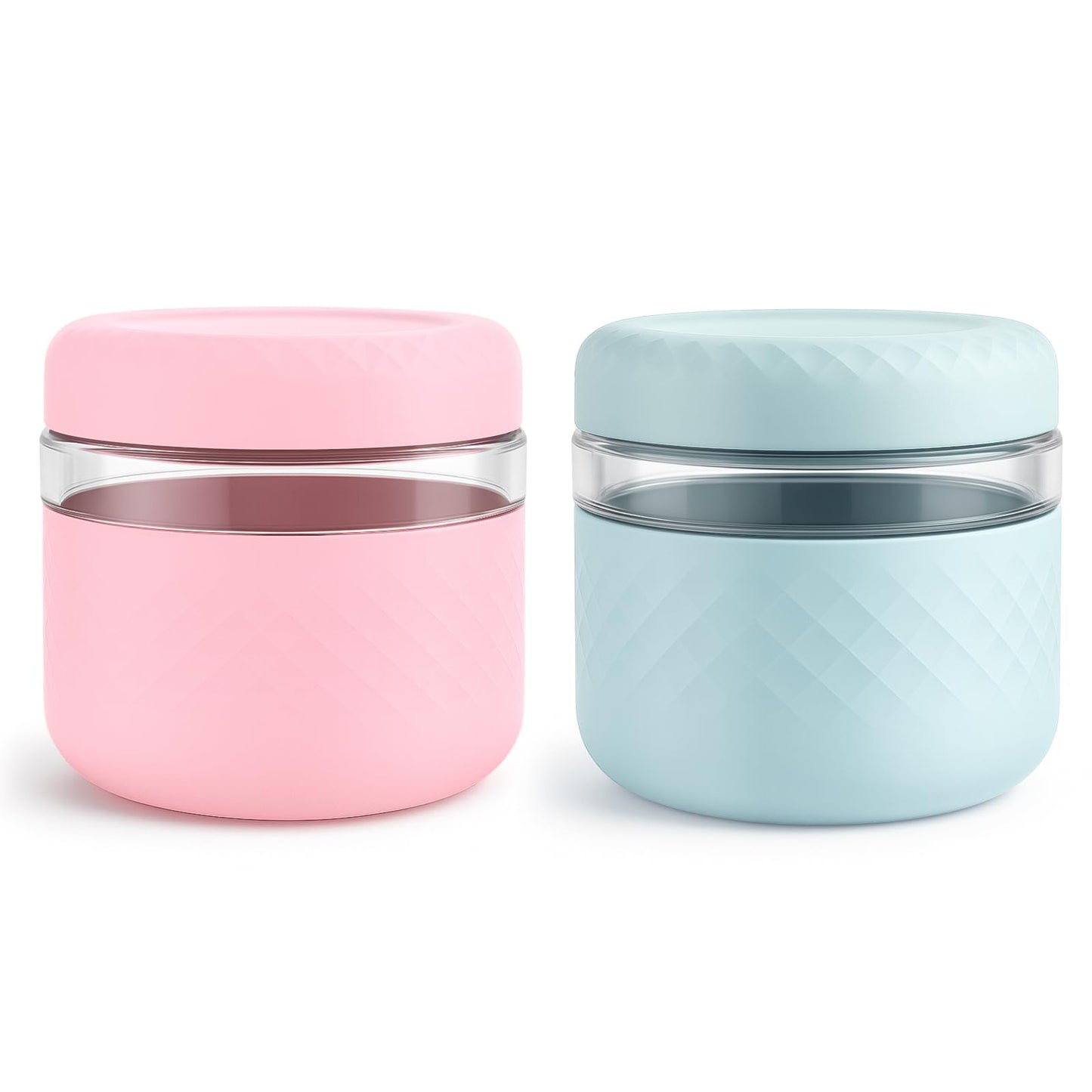 Cafezi 24 oz Glass Lunch Bowl Containers with Lids 2 Pack | Leak & Spill Proof, BPA-Free, Microwave & Dishwasher Safe | Airtight Meal Prep & Food Storage Jar for Lunch, Salad, Soup, Oats, Stew, Yogurt
