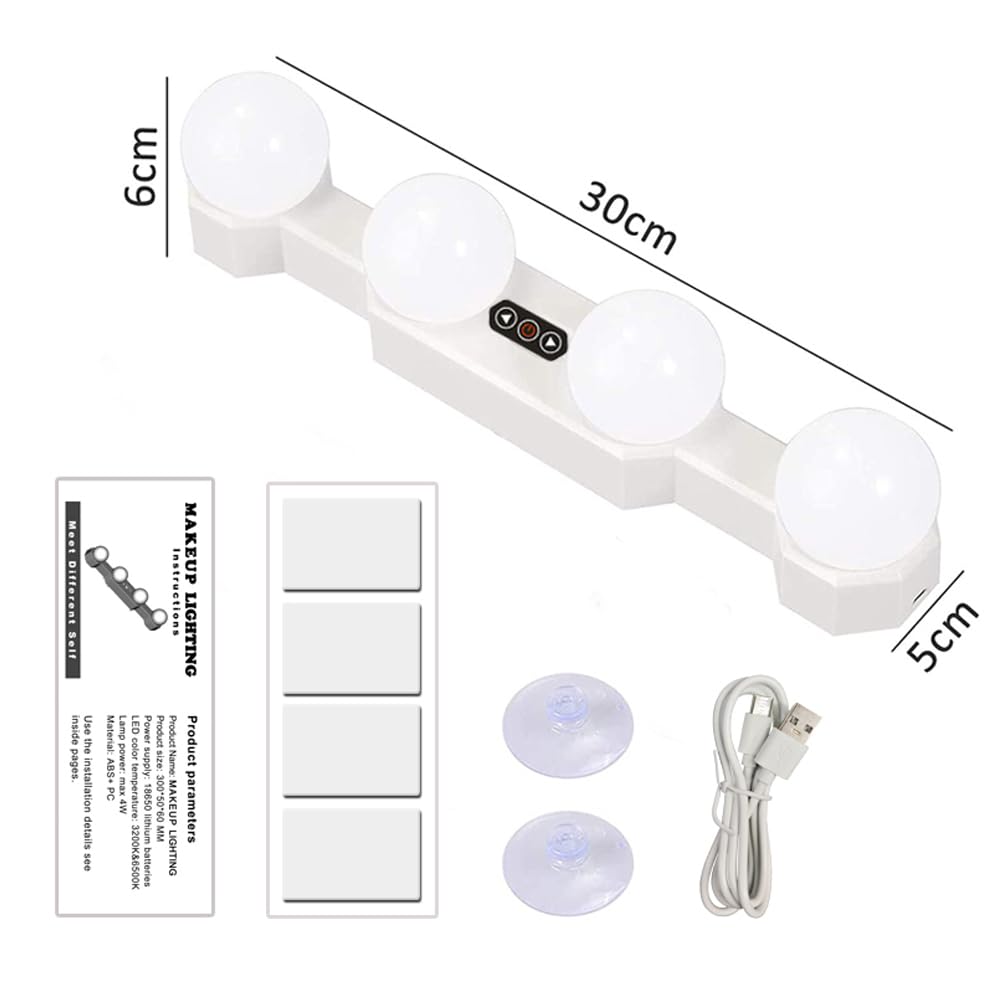 BESTCAN Cordless Rechargeable LED Vanity Mirror Light with Daylight Bulbs for Bathroom Makeup and Dressing Tables