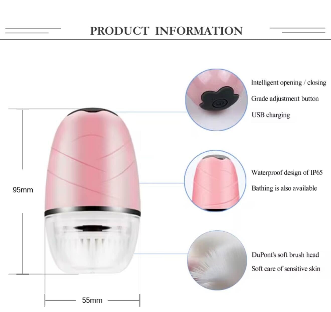 Beautivana Facial Cleansing Brush, Electric Face Scrubber with 3 Brush Heads & 2 Modes, Waterproof Rechargeable Spin Cleanser for Gentle Cleansing & Massaging