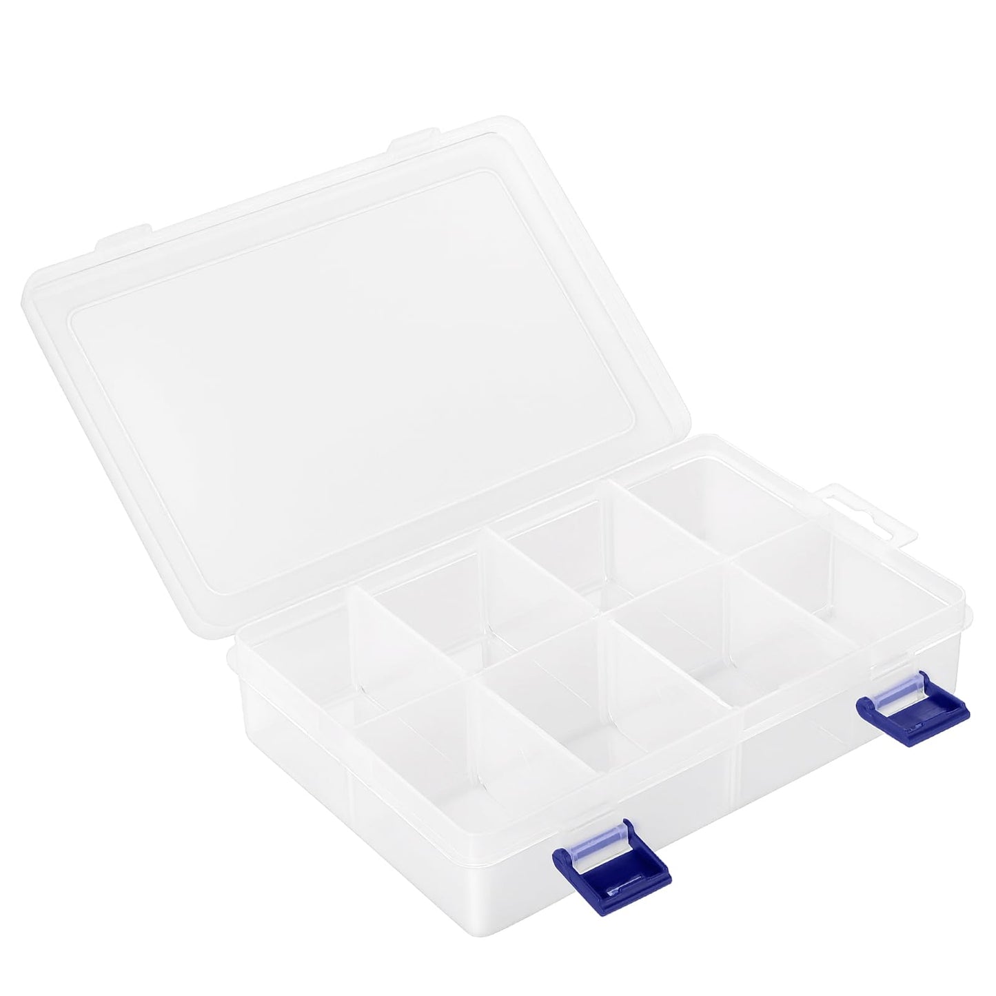 HEIHAK 12 PCS 8 Grids Plastic Compartment Organizer Box,Clear Jewelry Storage Box Container with Adjustable Dividers for Jewelry, Beads, Fishing Hooks, Buttons