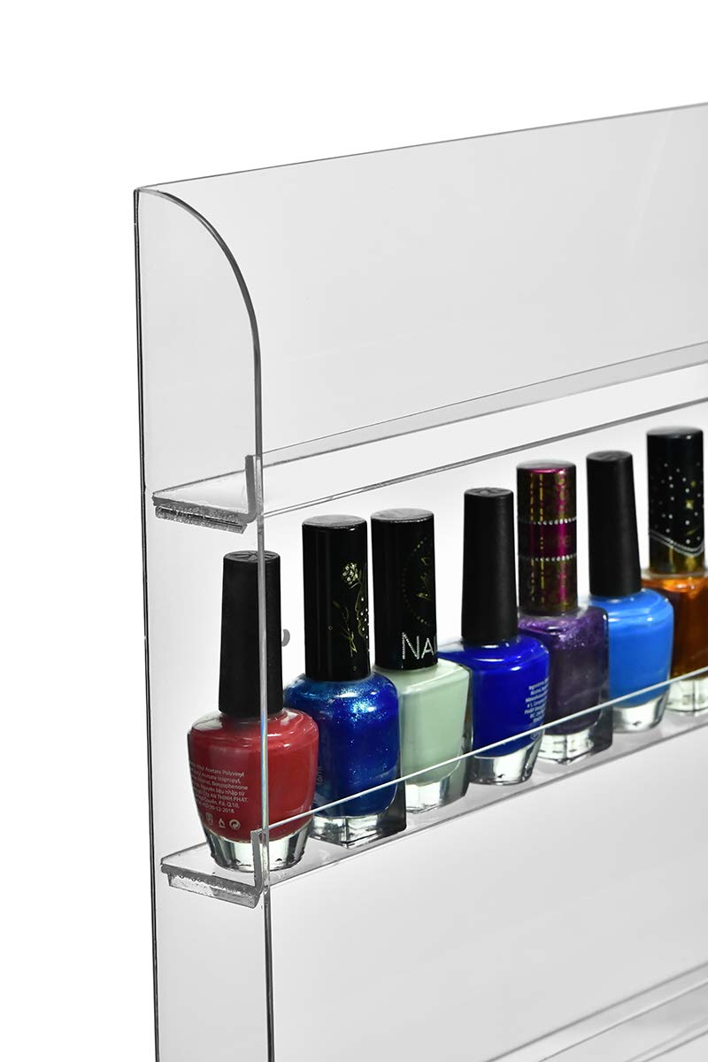 AMT Acrylic Nail Polish Racks for the Wall, Clear Nail Polish Display, Essential Oils Organizer. Holds up to 96 Bottles. Plus a Microfiber Cloth for Cleaning Purposes