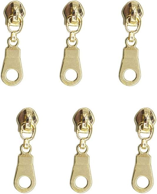 MebuZip 50PCS Gold Pulls for #5 Nylon Coil Zippers Gold Zipper Sliders for Luggages Purses Bags