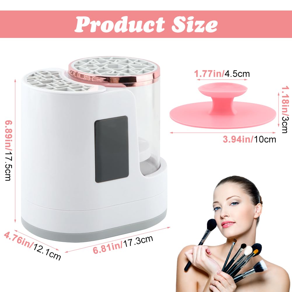 3-in-1 Electric Makeup Brush Cleaner & Dryer Machine, 98% Residue Removal, 5-Min Auto-Clean & 2/5H Timer, Silicone Cleaning Pad Included, PP Material, Easy One-Touch Operation (COLOR:as shown)