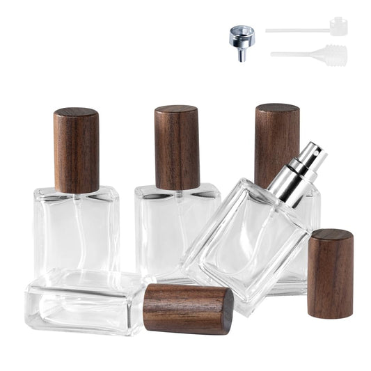 Cryslora Perfume Atomizer, Glass Perfume Container,Travel Bottle Refillable, Empty Portable Leakproof Fragrance Spray Bottle (5pcs 15ml/0.5oz)