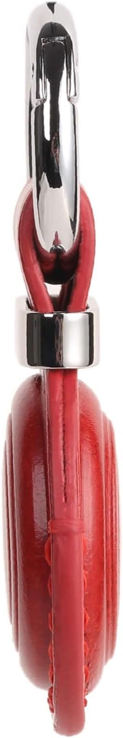 Genuine Leather Keychain Holder Compatible with AirTag - Secure Case Cover Key Ring Chain Fob Accessories Intended for Air Tag - Dark Red