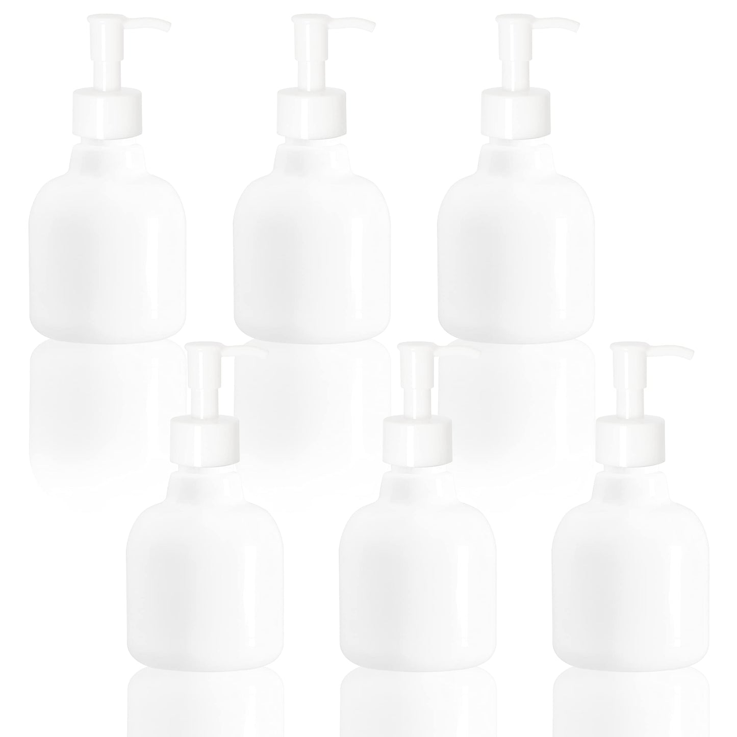 Youngever 6 Pack Plastic Pump Bottles 8 Ounce, Refillable Plastic Pump Bottles with Travel Lock (White)