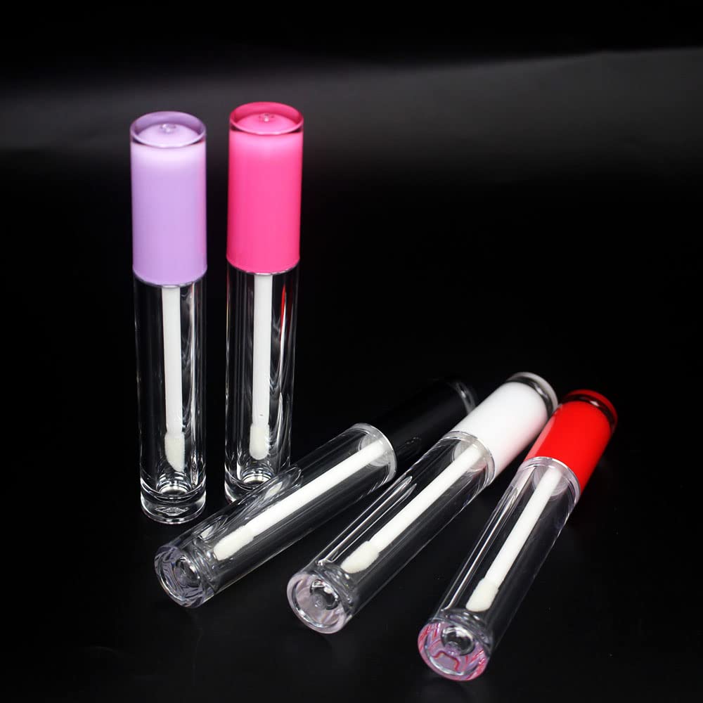 COSIDEA 22 pack empty round 5ml black lip gloss tubes cute lipgloss tube containers with wand wholesale in bulk lip balm container packing (doe foot wand, Black)