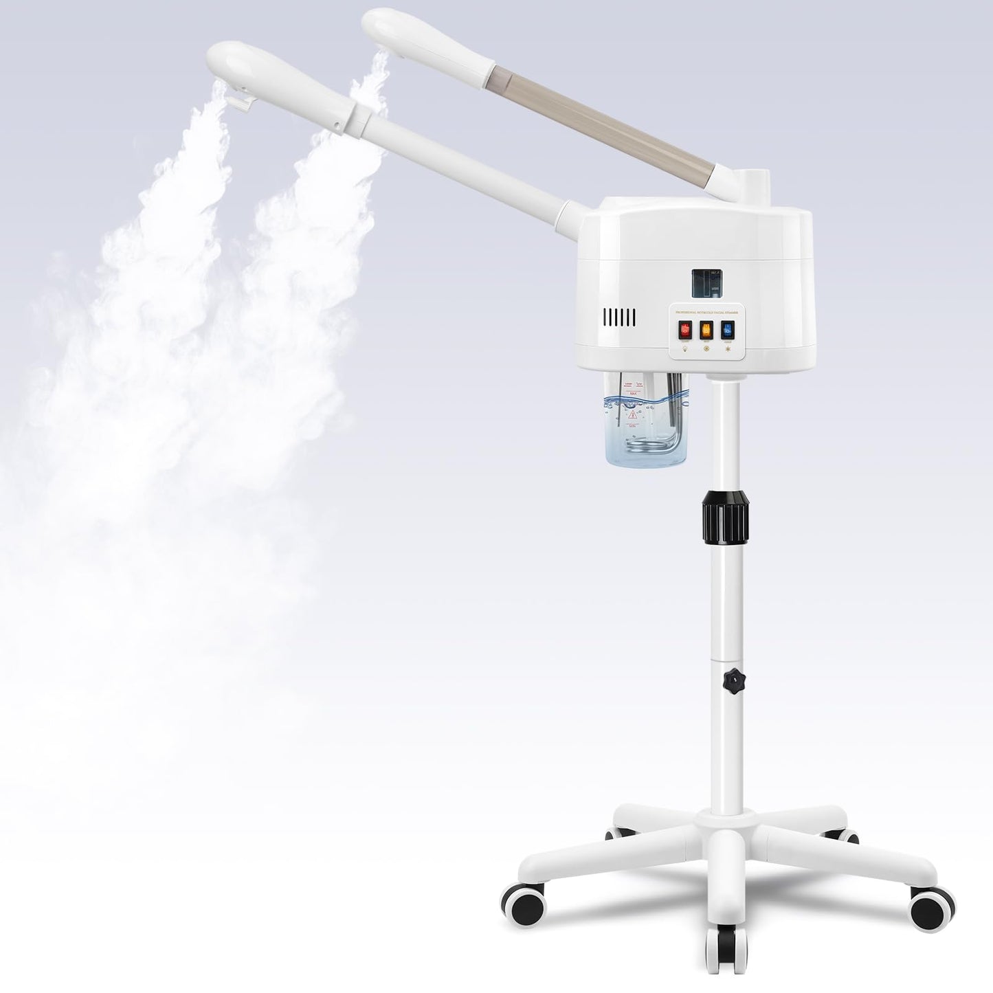 2 in 1 Hot & Cold Mist Facial Steamer, Professional Face Steamer on Wheels for Beauty Salon, Spa and Home Use