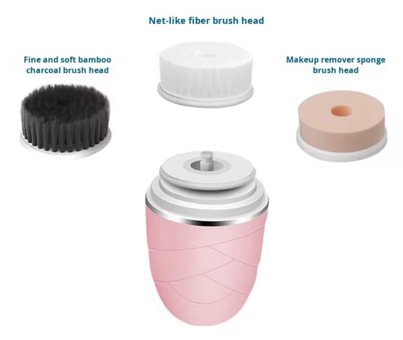 Beautivana Facial Cleansing Brush, Electric Face Scrubber with 3 Brush Heads & 2 Modes, Waterproof Rechargeable Spin Cleanser for Gentle Cleansing & Massaging