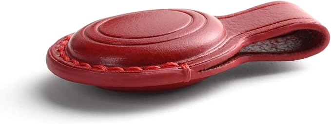 Genuine Leather Keychain Holder Compatible with AirTag - Secure Case Cover Key Ring Chain Fob Accessories Intended for Air Tag - Dark Red (2 Pack)