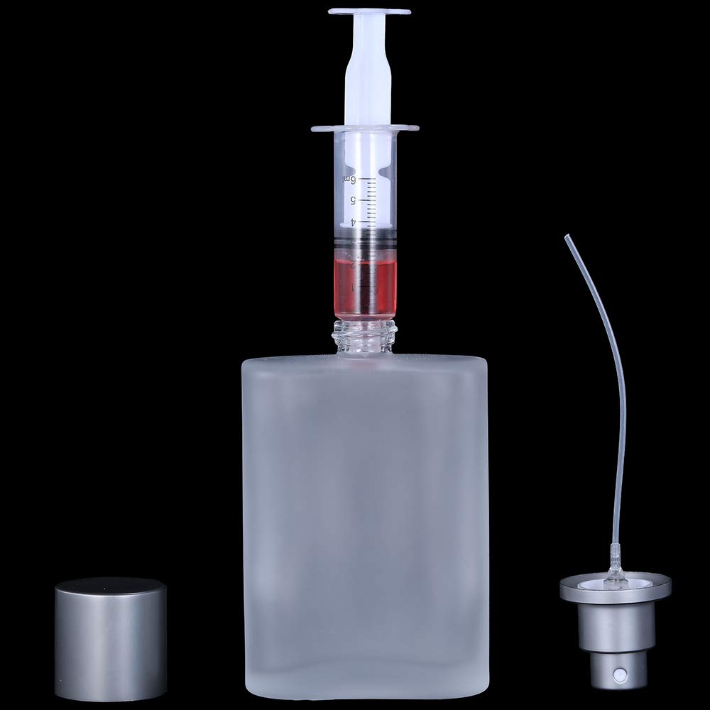 2 Pack 100ml/3.38 Oz Empty Frosted Glass Spray Bottle Perfume Atomizer, Refillable Fine Mist Spray Empty Perfume Bottles with 4 kinds of perfume dispenser (2 Pack 100ml/3.38 Oz Frosted Bottles)