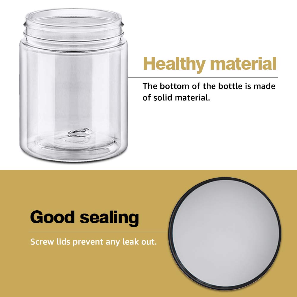 8oz Plastic Jars with Lids 8 oz Plastic Containers with Lids + 20g Sample Containers (Set of 24) Airtight Container for Lip Scrub, Body Butters, Cream, Slime, Craft Storage