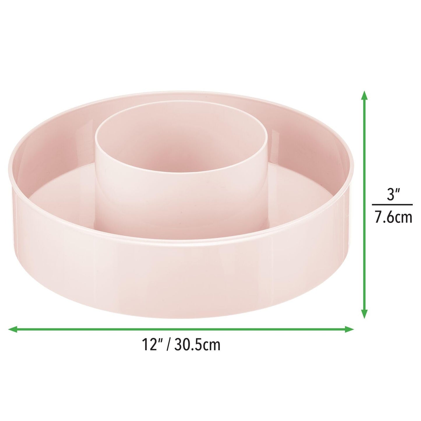 mDesign Plastic Lazy Susan Round Turntable Storage Tray - Rotating Organizer for Makeup, Cosmetics, Nail Polish, Vitamins, Shaving Kits, Hair Spray, Medical Supplies, First Aid - Light Pink/Blush