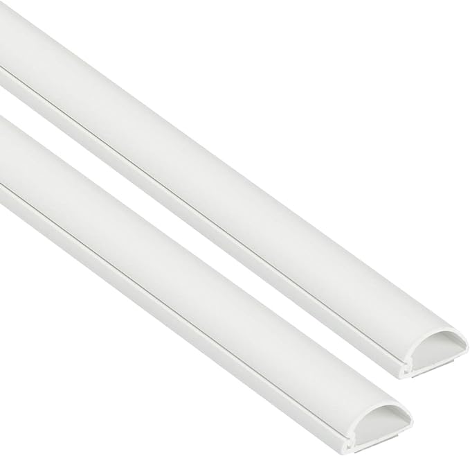 D-Line Half Round Cord Hider, Patented Cable Cover, Hide TV Wall Mount Wires, Raceway for Cords, Decorative Wire Covers, Paintable, Adhesive Cable Concealer, 2X 0.78in W x 0.39in H x 39in L, White