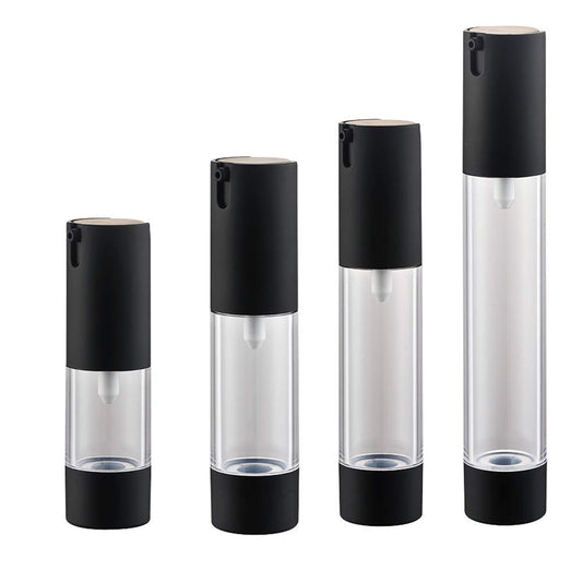 Tvoip 4Pcs/Lot 10ml/15ml/20ml/30ml, Airless Vacuum Pump Home Travel Lotion Bottles Refillable Cosmetics Packing dispenser (Black)