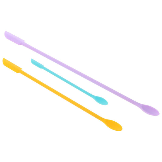 Beaupretty 3-Piece Mini Silicone Scraper Set Flexible Jar Spatulas for Cosmetics Makeup Skincare and Kitchen Use Food Grade Material 12.00In Length
