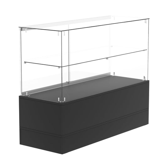 48" W X 17.9" D X 37.9" H - Glass Full Vision Showcase，Retail Display Case with Black Base，Hidden Compartment & Glass Shelving