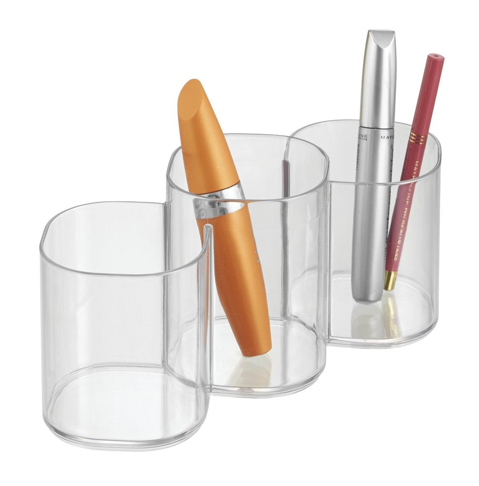 iDesign Trio Cup Vanity Cabinet Cosmetic Organizer, The Clarity Collection – 8.2” x 3” x 3.75”, Clear