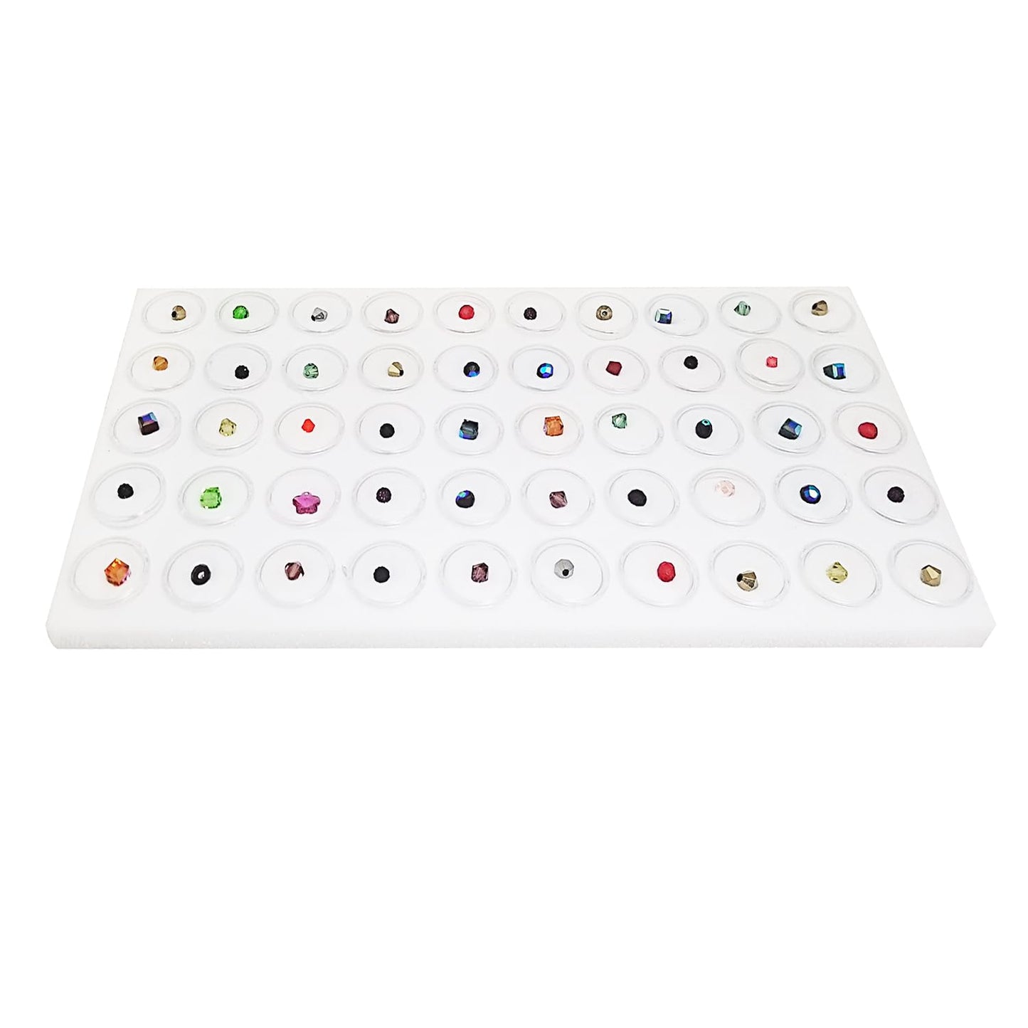 MOOCA Glass Top Black Jewelry Display Case 50 Gem Jars, Ring Box, Jewelry Organizer, Gem jar storage, Glass Display Box, Ring storage White Tray with Gem Jar