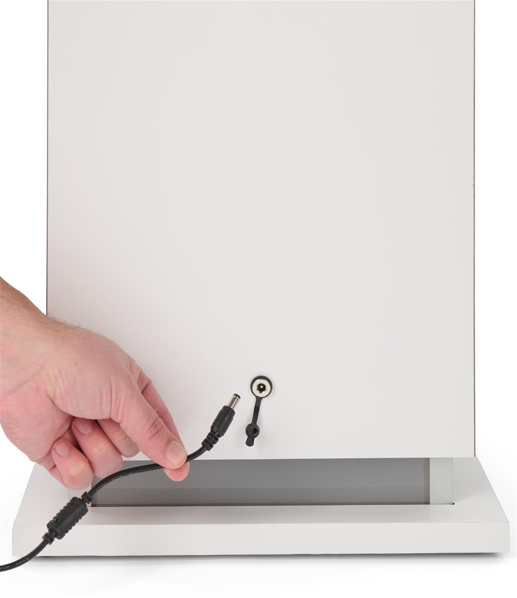Displays2go Pedestal Display Case with Ambient LED Lighting and Clear Acrylic Top (PEDLEDWH2)