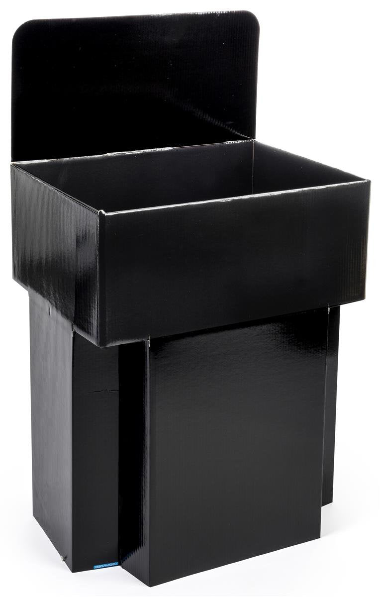 Displays2go Set of Five - Cardboard Retail Dump Impulse Bins, 42 Inch Tall, 23.5 x 19.5 Inch, with Sign Header (Black)