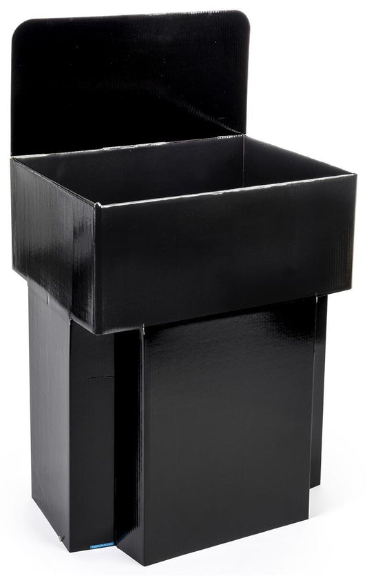 Displays2go Set of Five - Cardboard Retail Dump Impulse Bins, 42 Inch Tall, 23.5 x 19.5 Inch, with Sign Header (Black)