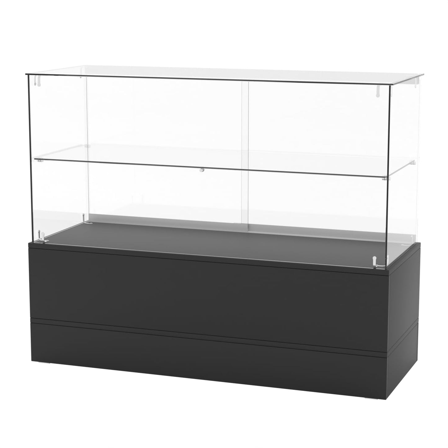48" W x 17.9" D x 37.9" H - Black Full Vision Retail Display Case, Tempered Glass Display Cabinet with Glass Shelves and Storage Compartment,Storage Cabinets for Retail and Collectible Display