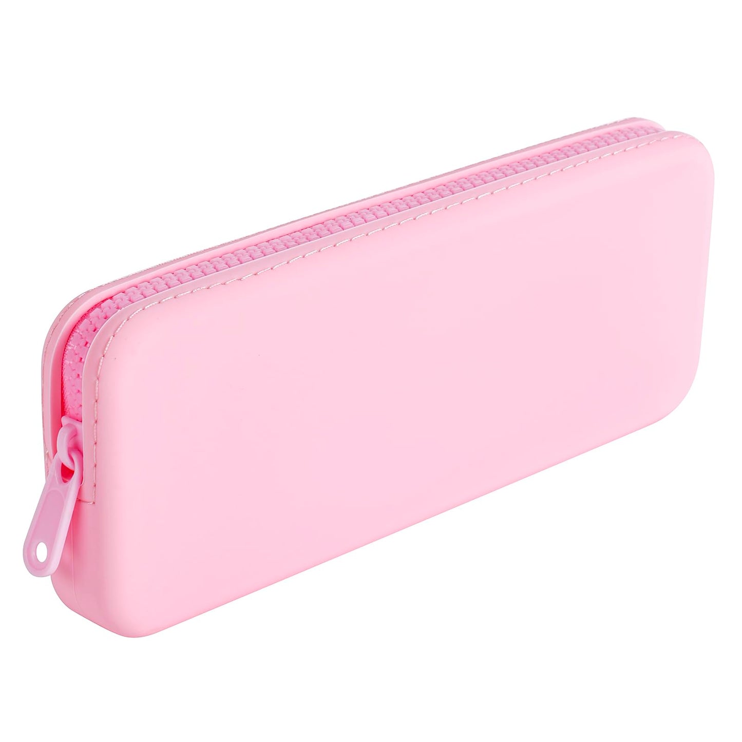 WHHJM Silicone Makeup Brush Holder Travel Makeup Bag Soft Portable Brush Organizer, Large Travel Essentials Makeup Brush Case Zipper Pouch (Pink)